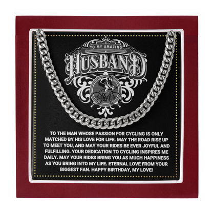 JGF Jewelry Gifts for Family Cyclist Husband Gifts Cuban Chain Necklace Silver