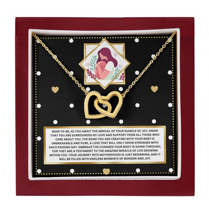 JGF Jewelry Gifts for Family Mom To Be Mothers Day Card Interlocking Heart Necklace