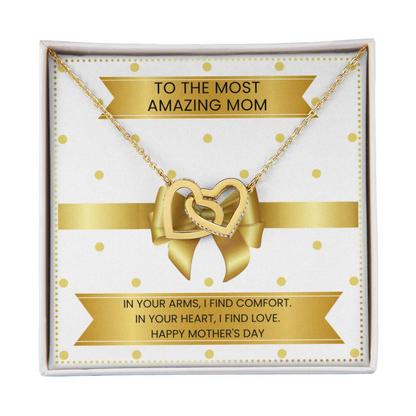 JGF Jewelry Gifts for Family Mom Heart Necklace From Daughter And Son Interlocking Heart Necklace