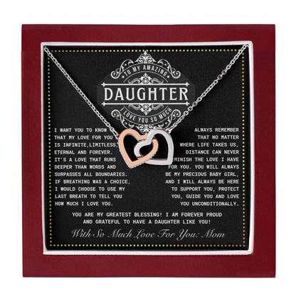 JGF Jewelry Gifts for Family 2 Hearts Connected Necklace First Time Mom Gifts For My Daughter