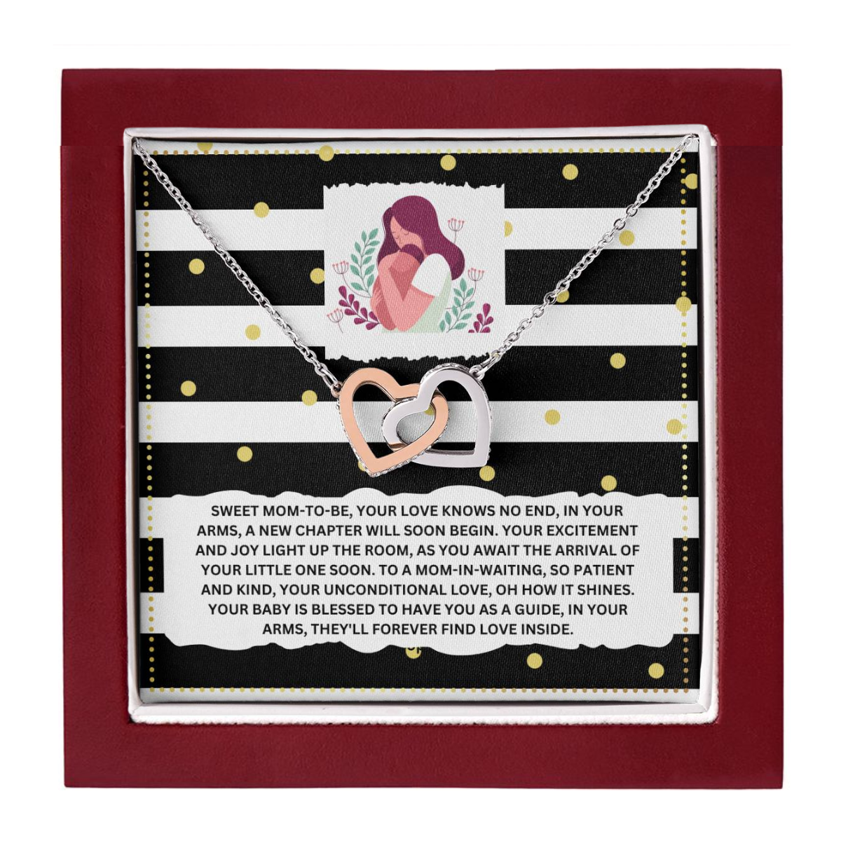 JGF Jewelry Gifts for Family Interlocking Heart Necklace New Mom Gifts After Birth Basket