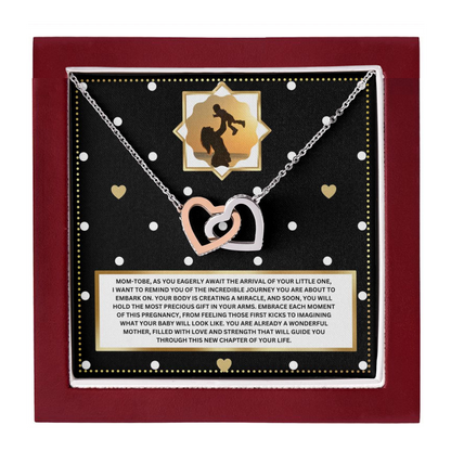 JGF Jewelry Gifts for Family Sterling Silver Interlocking Heart Necklace Mom To Be Card Mothers Day