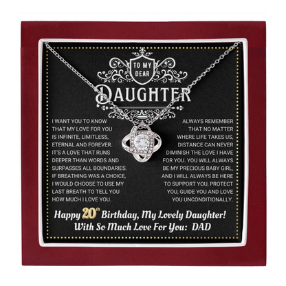 JGF Jewelry Gifts for Family Daughter 20th Birthday From Dad Love Knot Necklace