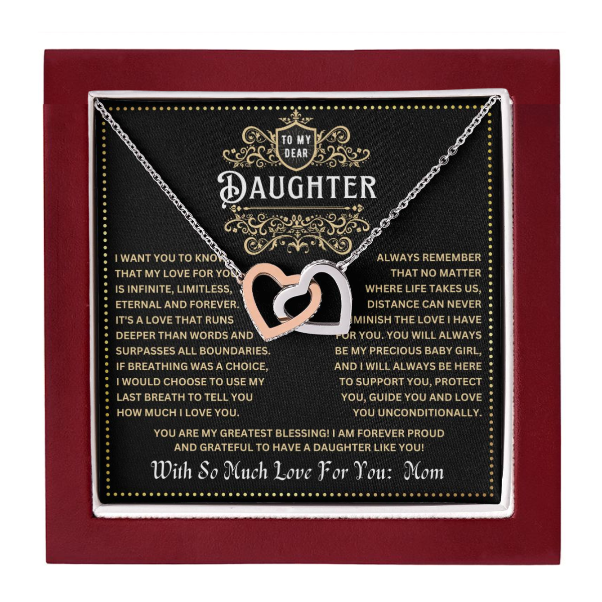 JGF Jewelry Gifts for Family Unique Birthday Gifts For Daughter Adult From Mom Two 2 Hearts Connected Necklace