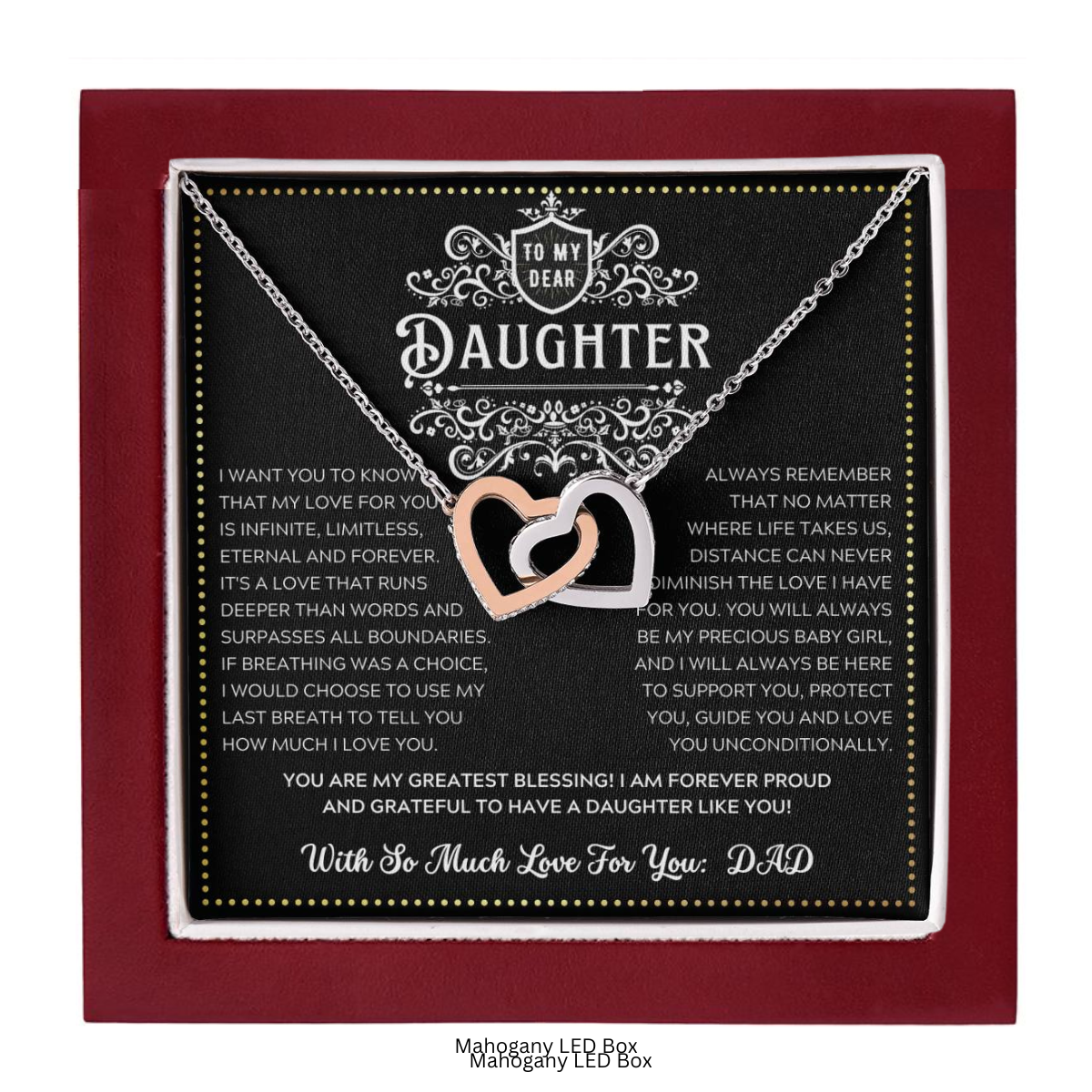 JGF Jewelry Gifts for Family 18th Birthday Card Daughter From Dad Two Hearts Necklaces For Women