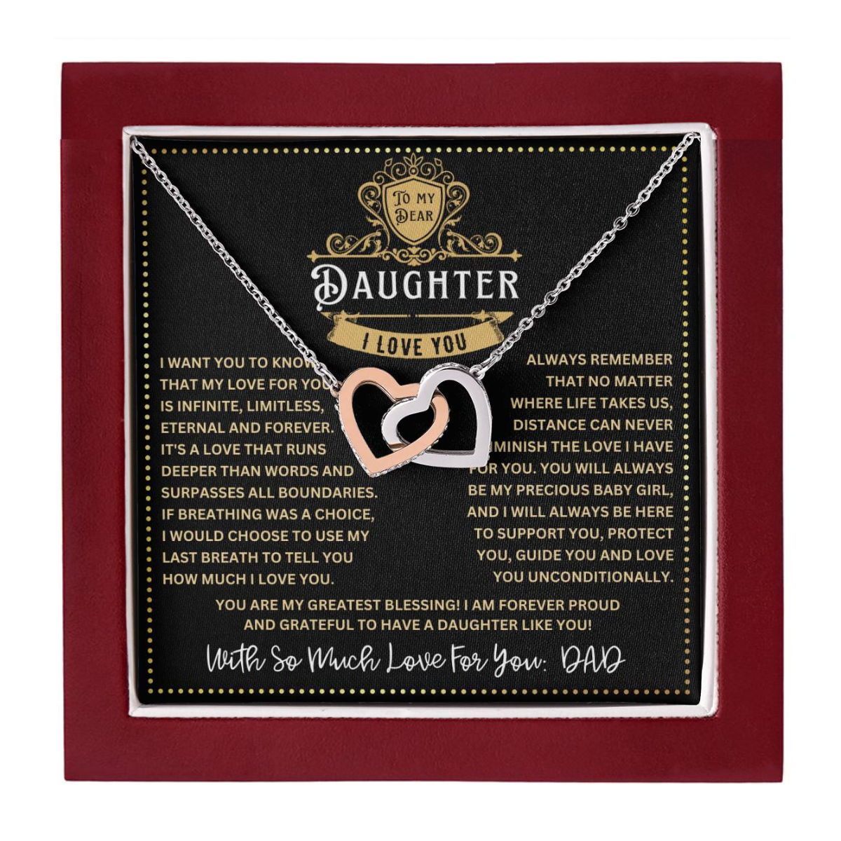 JGF Jewelry Gifts for Family My Daughter Is A Doctor Interlocking Hearts Necklace From Dad