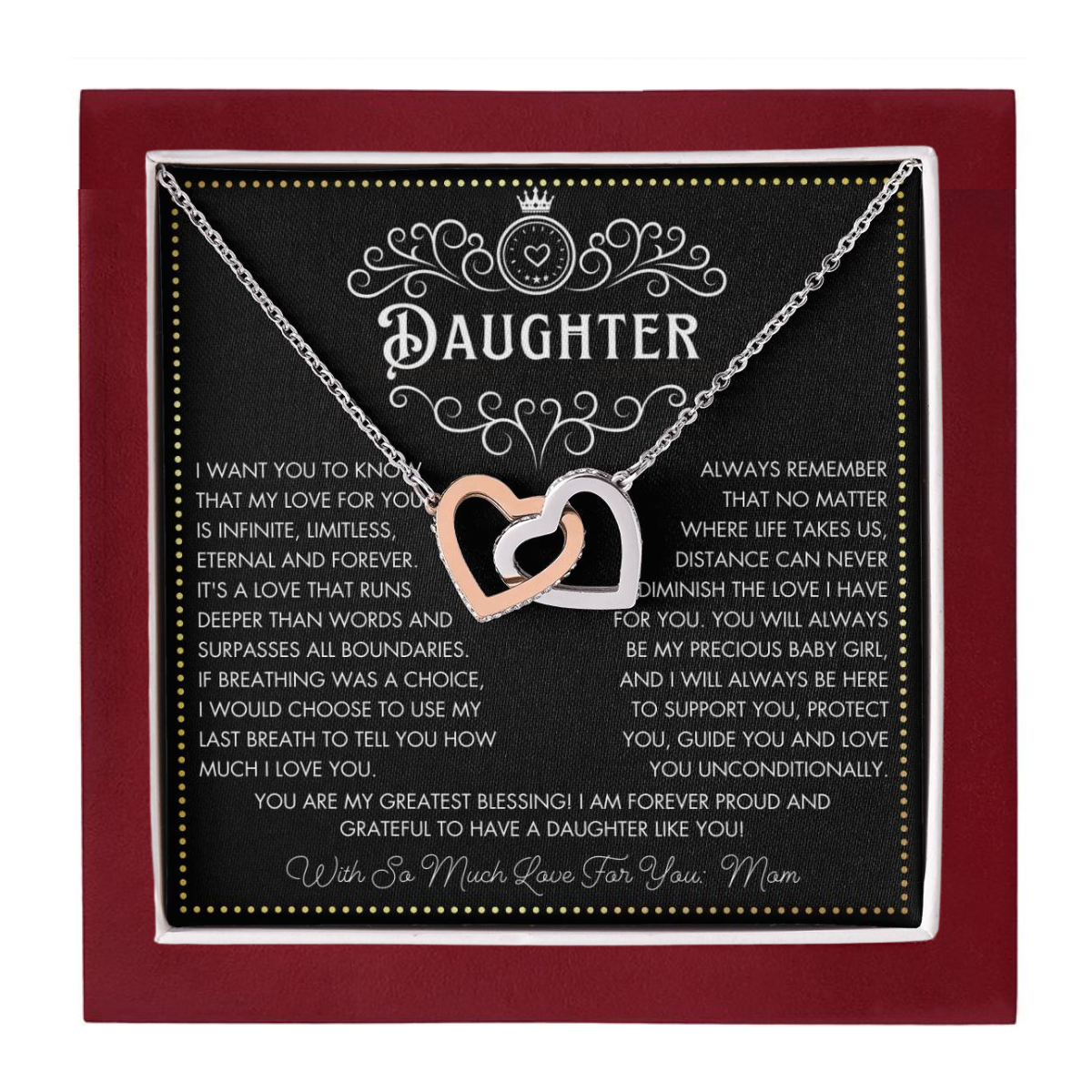 JGF Jewelry Gifts for Family 2 Two Hearts Linked Necklace Unique Birthday Gifts For Daughter Adult From Mom