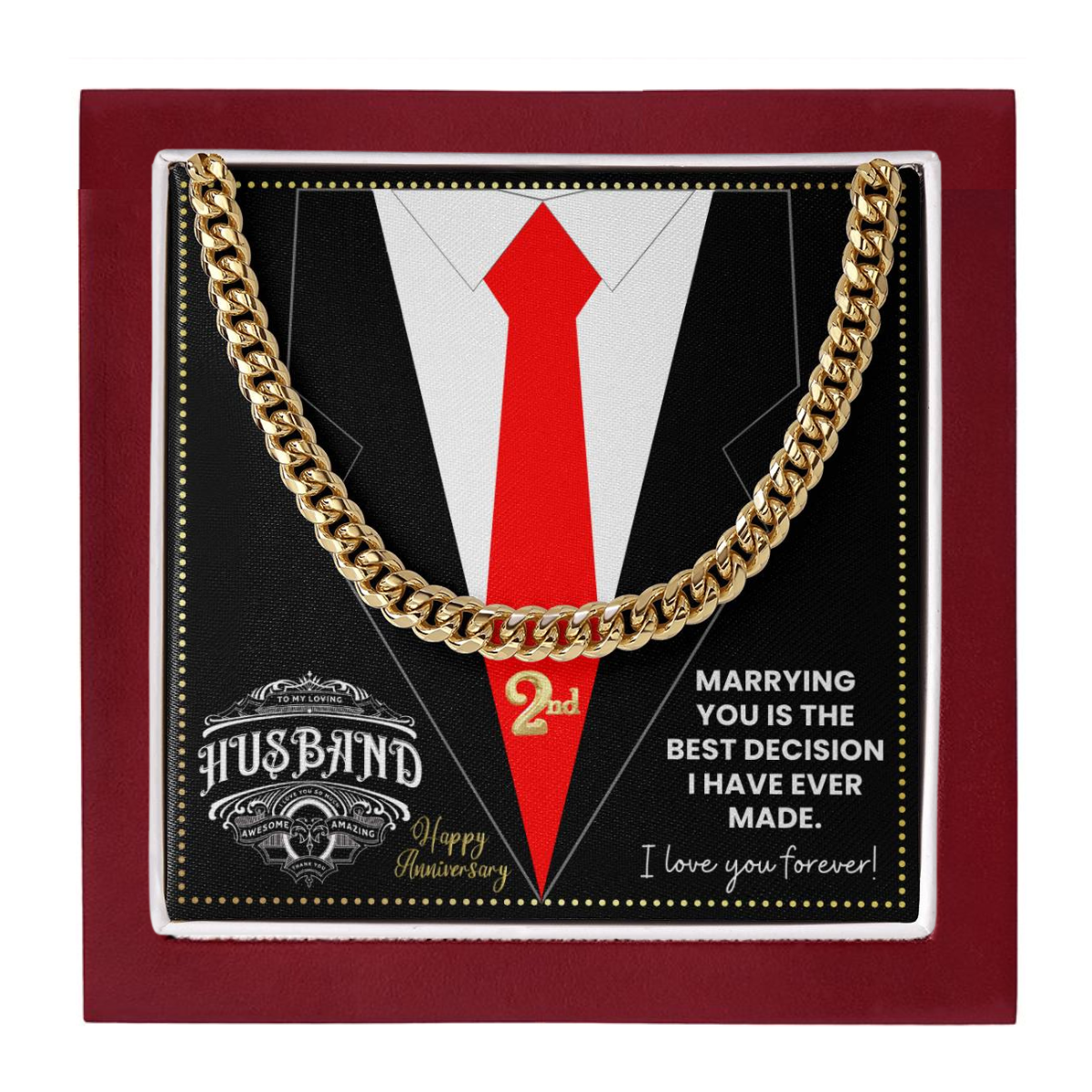 JGF Jewelry Gifts for Family 2nd Anniversary For Husband Chain Necklace For Men