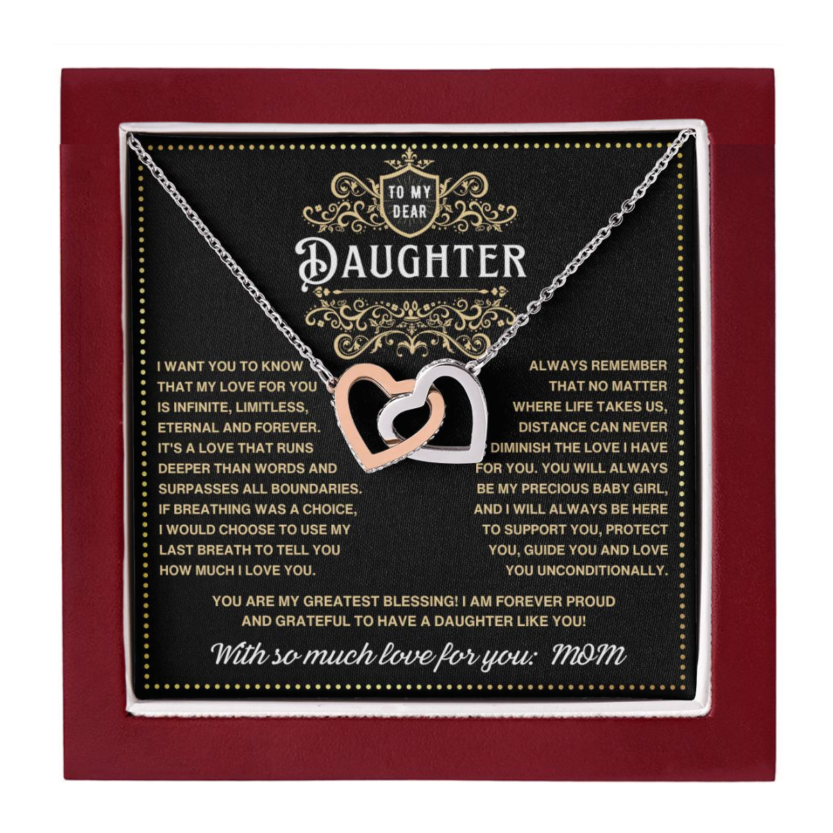 JGF Jewelry Gifts for Family To My Daughter Necklace From Mom Sterling Silver Double Necklace