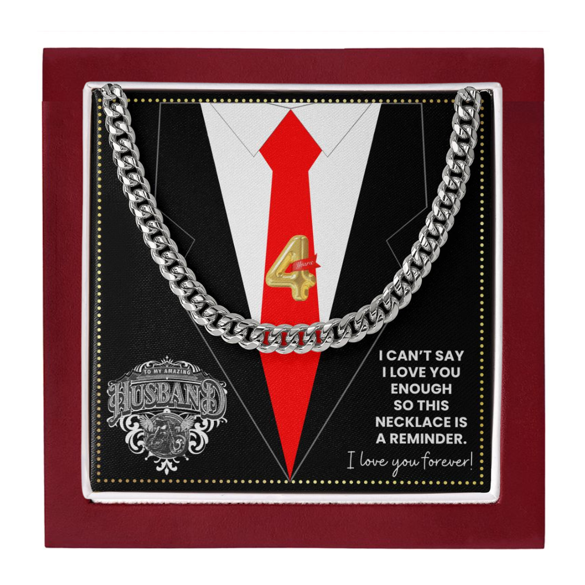 JGF Jewelry Gifts for Family 4th Fourth Anniversary For Husband Chain Necklace For Men