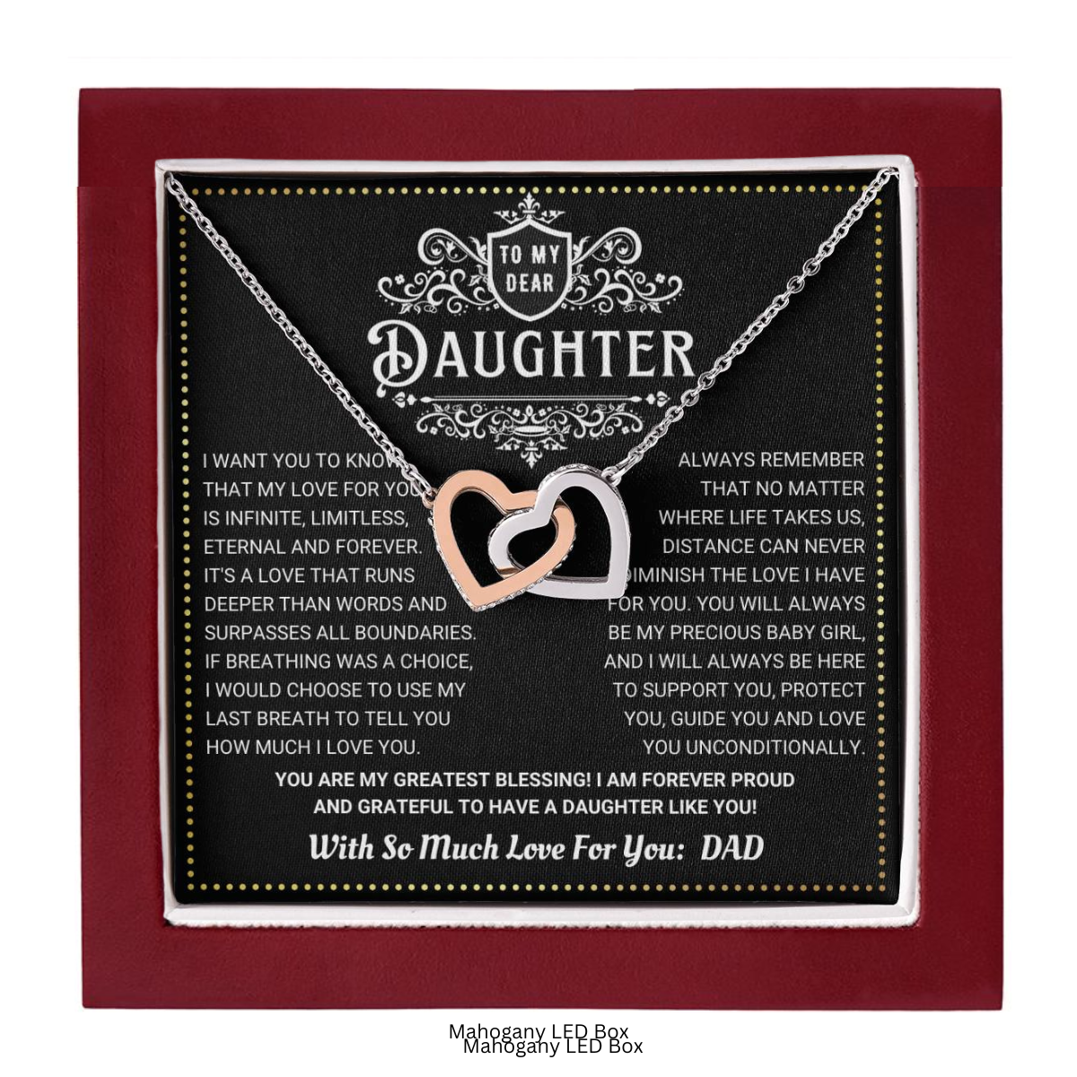 JGF Jewelry Gifts for Family 2 Hearts Connected Necklace 18th Birthday Card Daughter From Dad