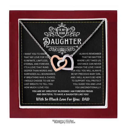 JGF Jewelry Gifts for Family 2 Hearts Connected Necklace 18th Birthday Card Daughter From Dad