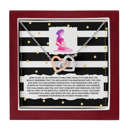 JGF Jewelry Gifts for Family Interlocking Heart Necklace Mom To Be Card Mothers Day