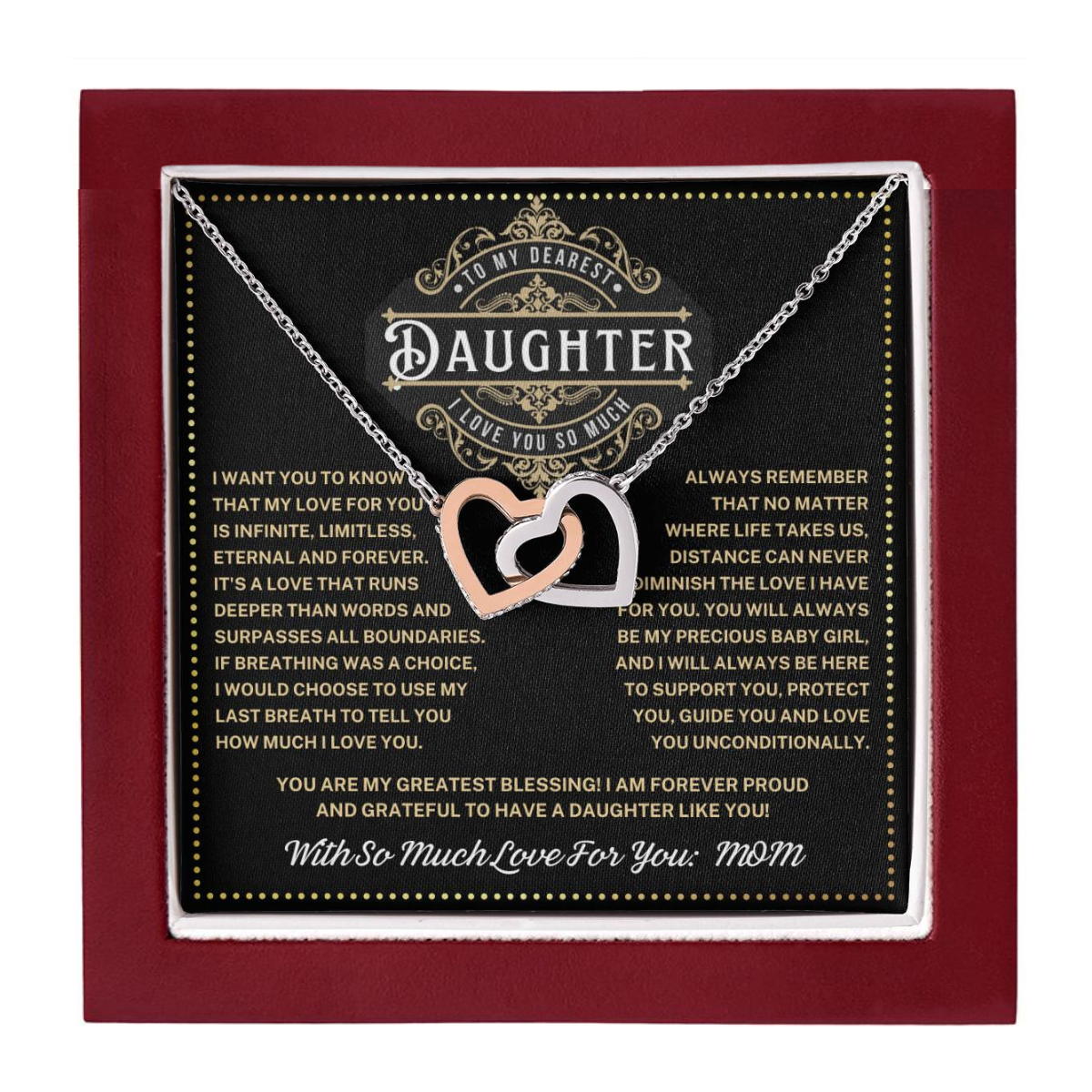 JGF Jewelry Gifts for Family Interlocking Heart Necklace To Our Daughter Gifts From Mom And Dad