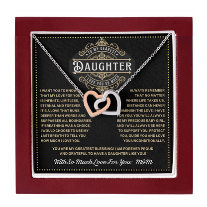 JGF Jewelry Gifts for Family Interlocking Heart Necklace To Our Daughter Gifts From Mom And Dad