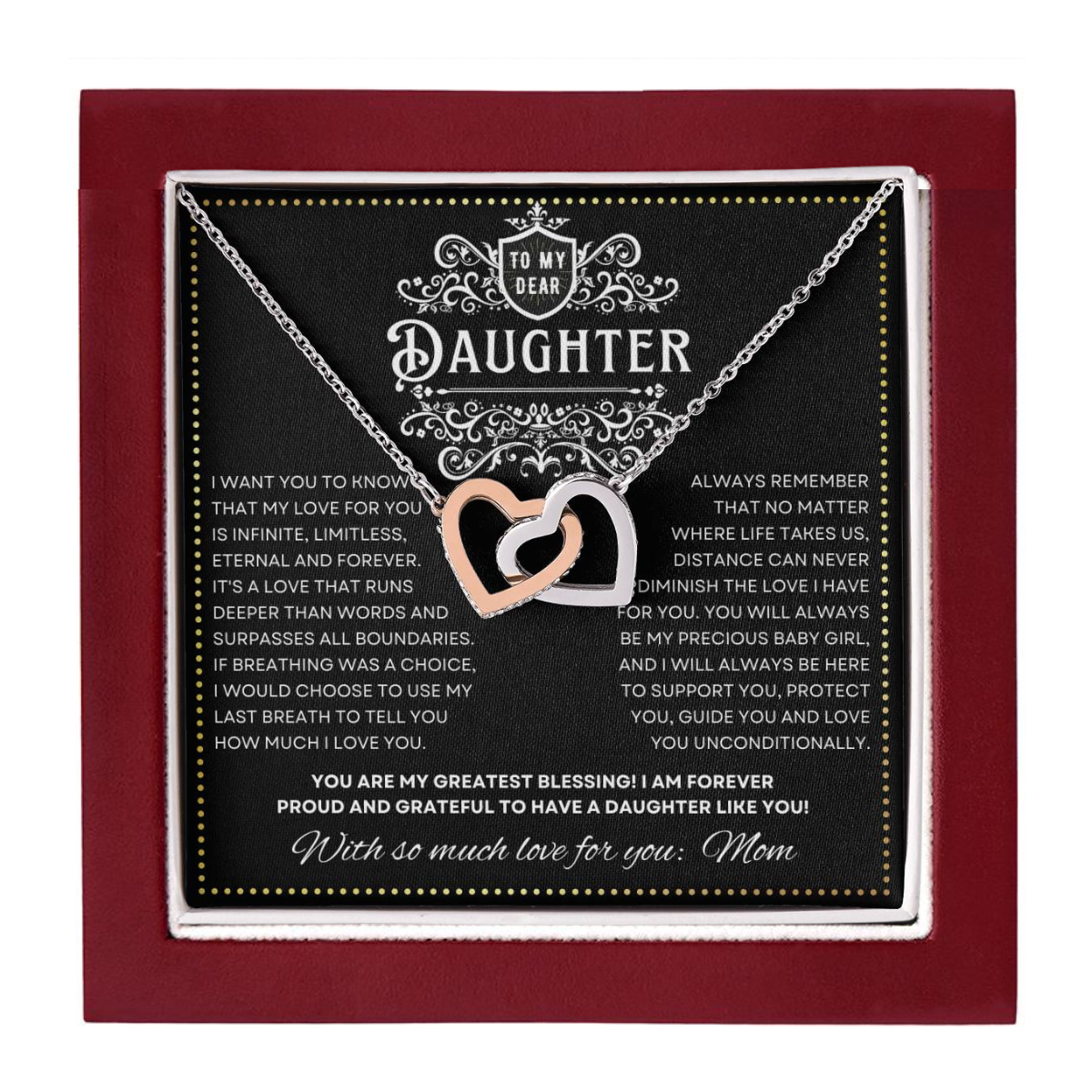 JGF Jewelry Gifts for Family 2 Hearts Intertwined Necklace Birthday Gifts For Daughter Adult From Mom