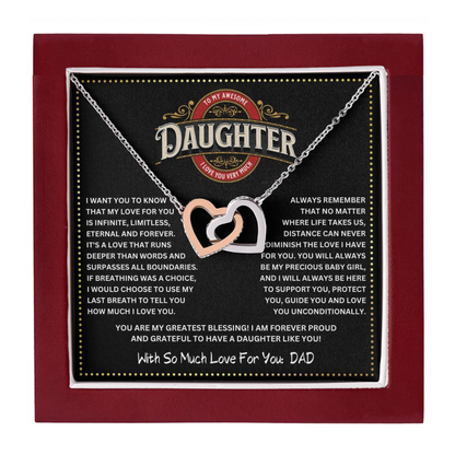 JGF Jewelry Gifts for Family Interlocking Hearts To My Daughter Necklace From Dad