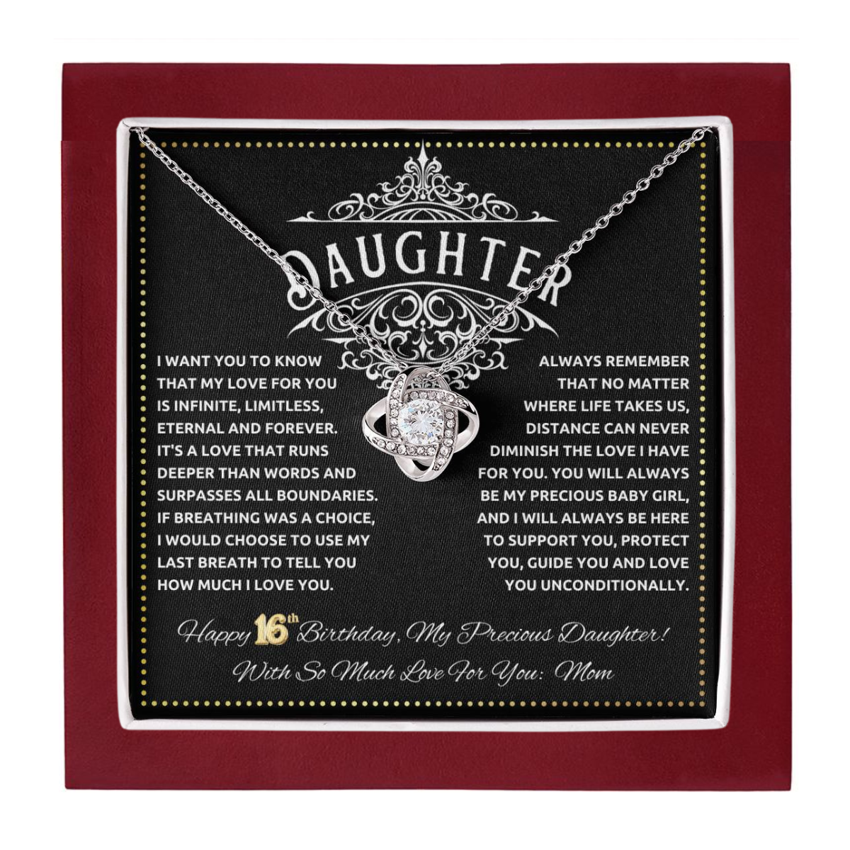 JGF Jewelry Gifts for Family Happy Birthday Sweet 16 Necklace For Daughter From Mom