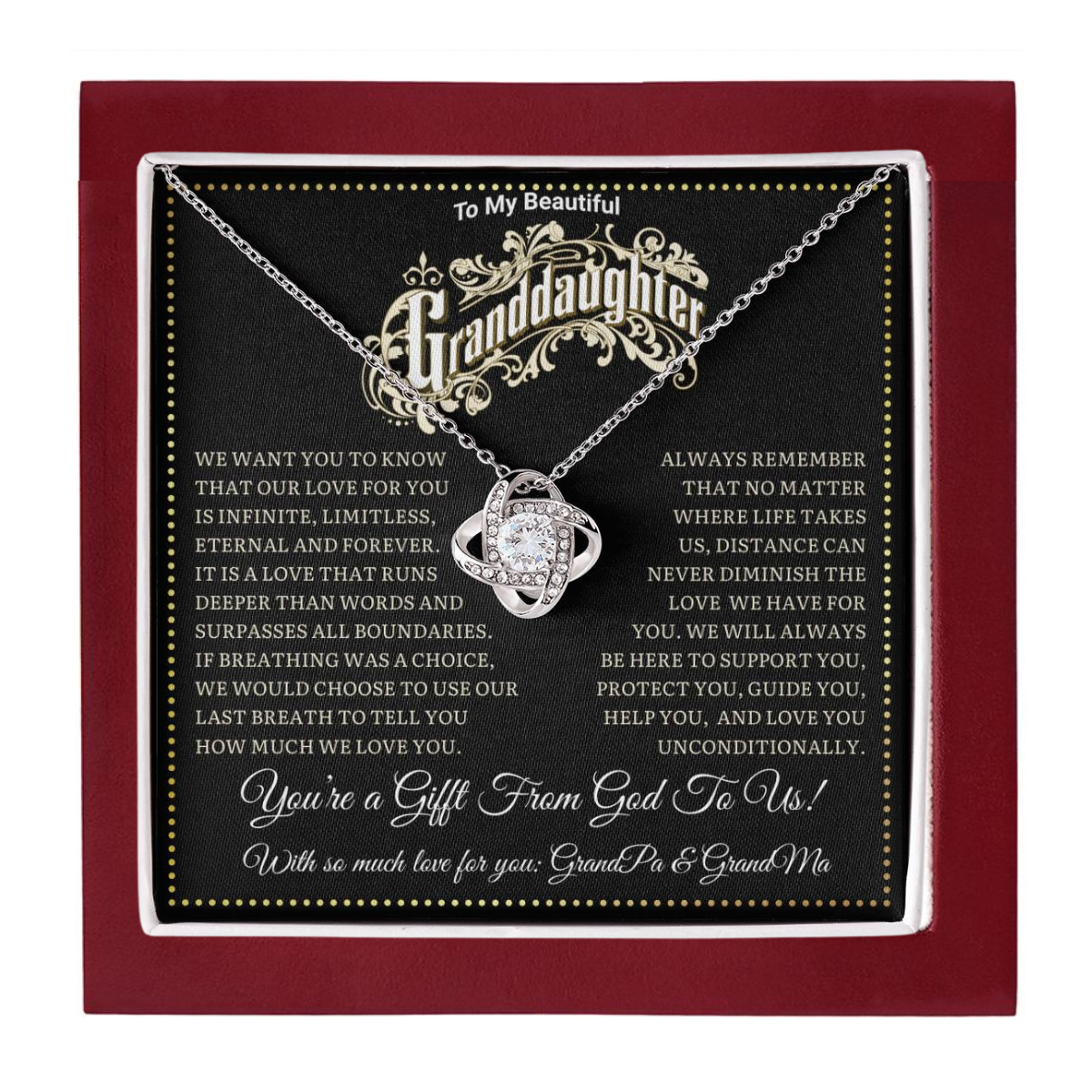 JGF Jewelry Gifts for Family Birthday Gifts For Granddaughter Adult Prime Love Knot Necklace