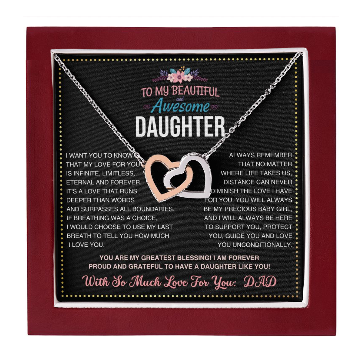 JGF Jewelry Gifts for Family Interlocking Hearts Necklace For Daughter 30th Birthday Gifts From Dad