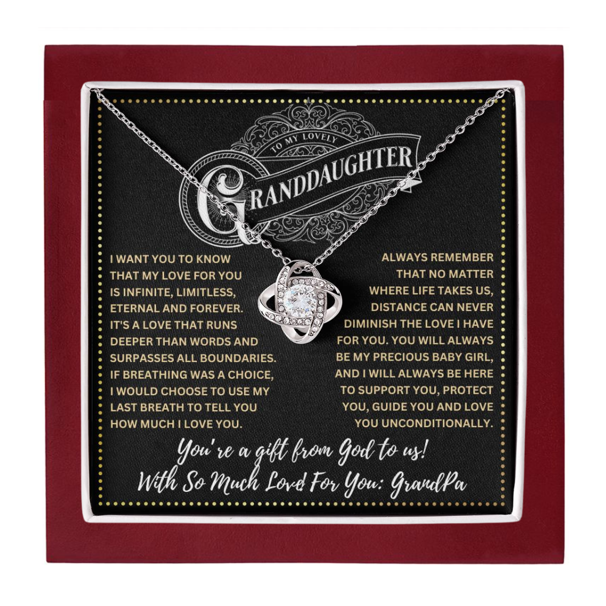 JGF Jewelry Gifts for Family To My Granddaughter Necklace From GrandPa