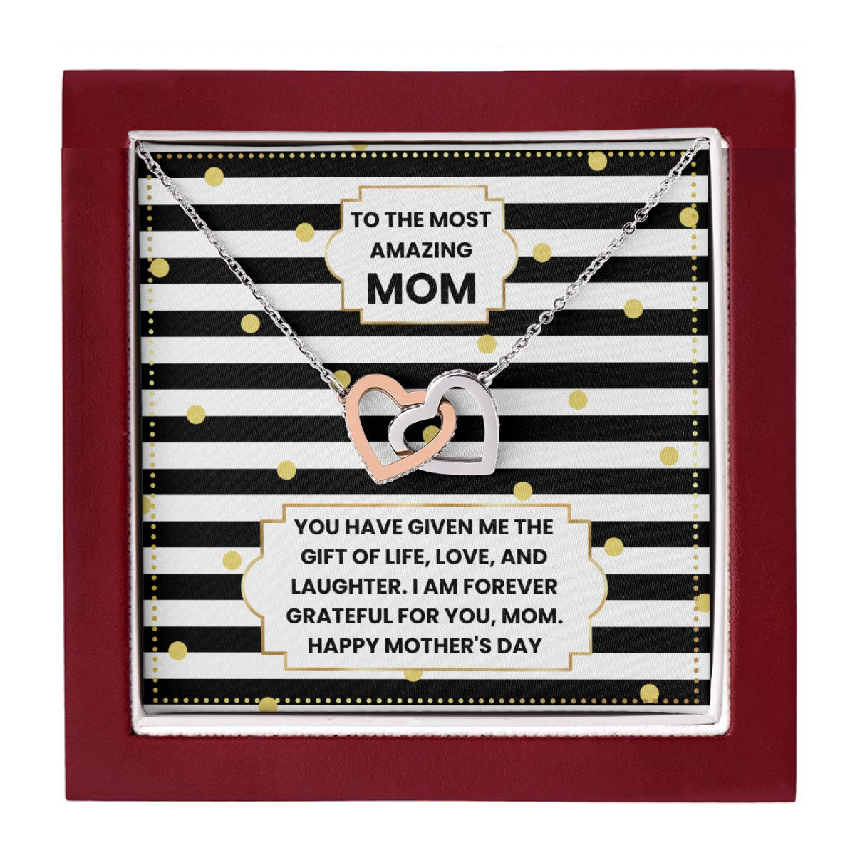 JGF Jewelry Gifts for Family Two 2 Hearts Connected Necklace For Mom on Mother's Day