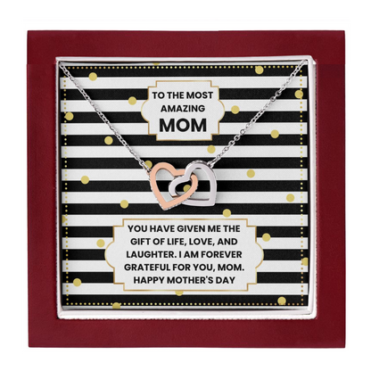 JGF Jewelry Gifts for Family Two 2 Hearts Connected Necklace For Mom on Mother's Day