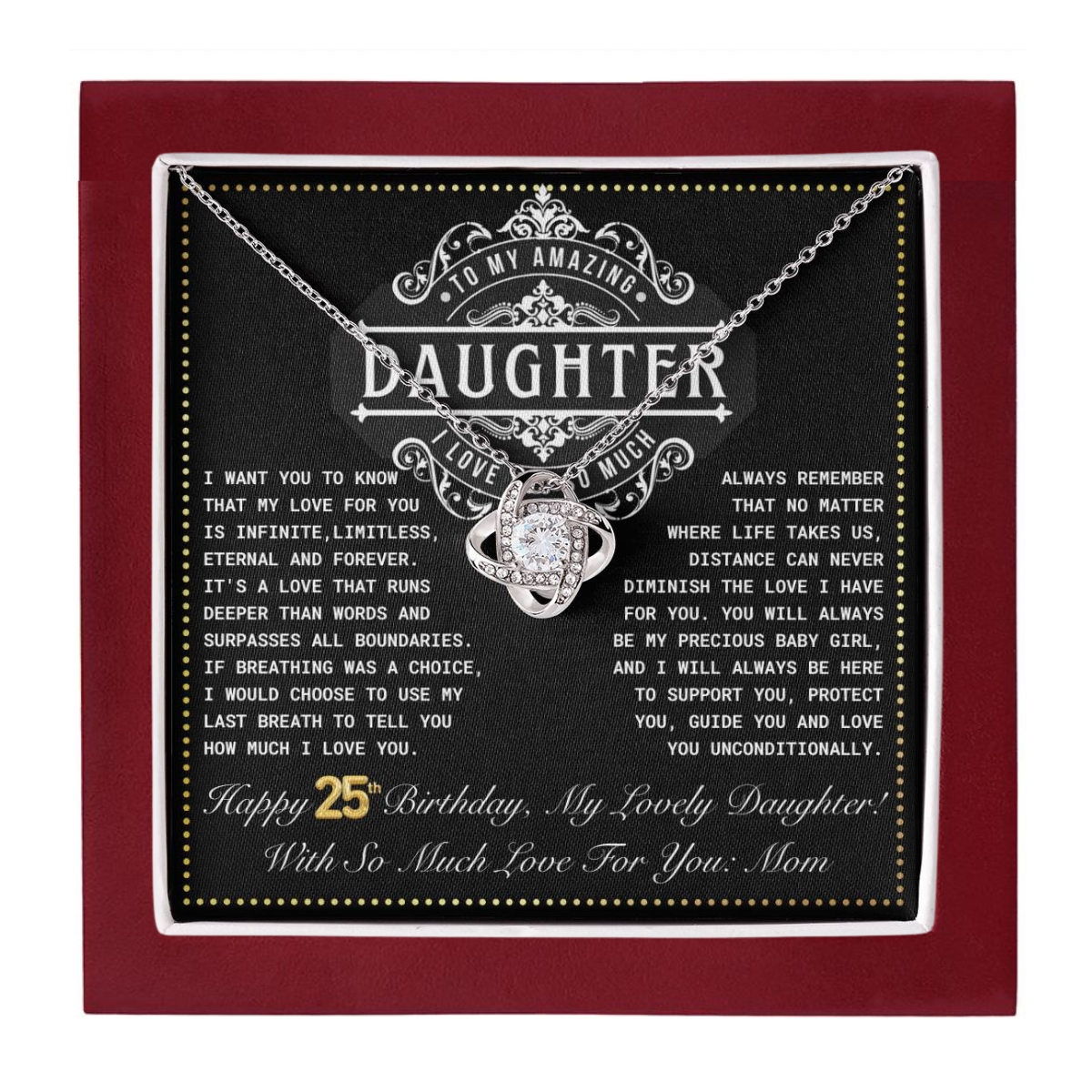 JGF Jewelry Gifts for Family Daughter 25th Birthday From Mom Love Knot Necklace