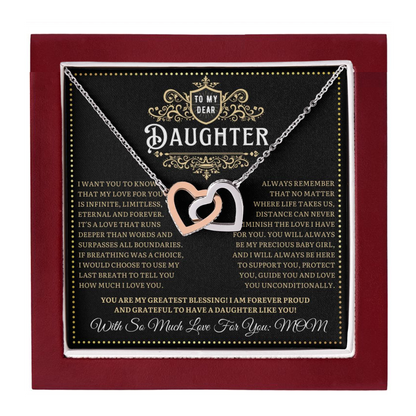 JGF Jewelry Gifts for Family Gifts For Daughter From Mom Far Away Intertwined Double Hearts Necklace