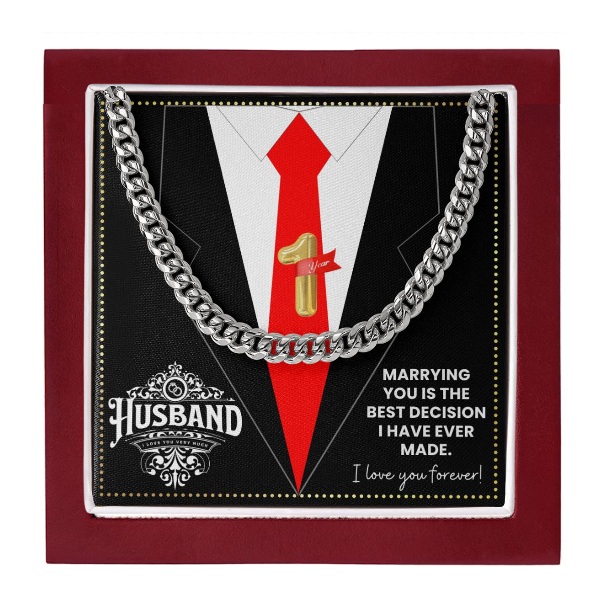 JGF Jewelry Gifts for Family 1st First Anniversary For Husband Chain Necklace For Men