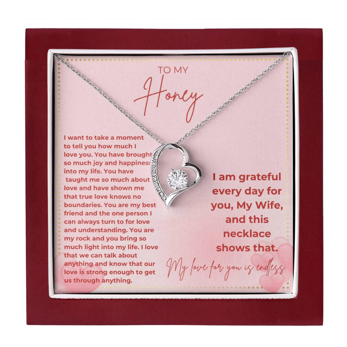 JGF Jewelry Gifts for Family Happy Valentine's Day To My Beautiful Wife Heart Necklace