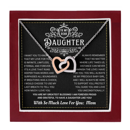 JGF Jewelry Gifts for Family Two Hearts Necklace To My Daughter Necklace From Mom Sterling Silver