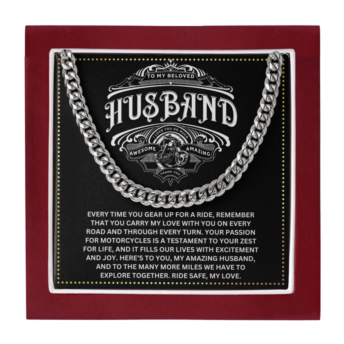 JGF Jewelry Gifts for Family I Love You Gifts For Him Motorcycle Cuban Chain Necklace