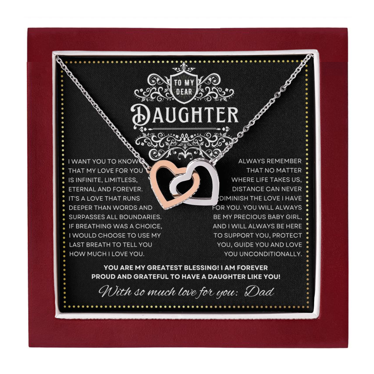 JGF Jewelry Gifts for Family Interlocking Hearts Necklace 21st Birthday Gifts For Daughter From Dad