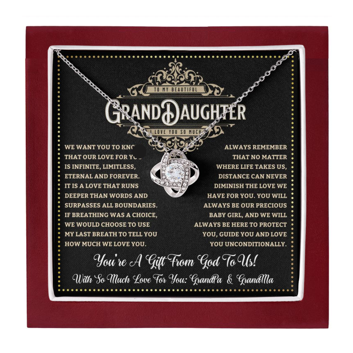 JGF Jewelry Gifts for Family To My Beautiful Granddaughter Love Knot Necklace From Grandparents