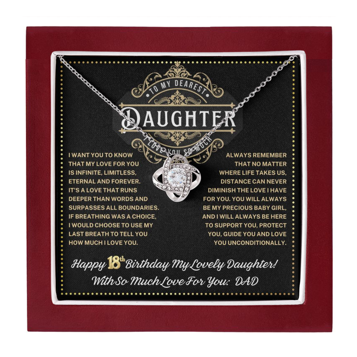 JGF Jewelry Gifts for Family Love Knot Necklace 18 Year Old Daughter Gifts From Dad Love Knot Necklace