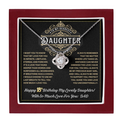 JGF Jewelry Gifts for Family Love Knot Necklace 18 Year Old Daughter Gifts From Dad Love Knot Necklace