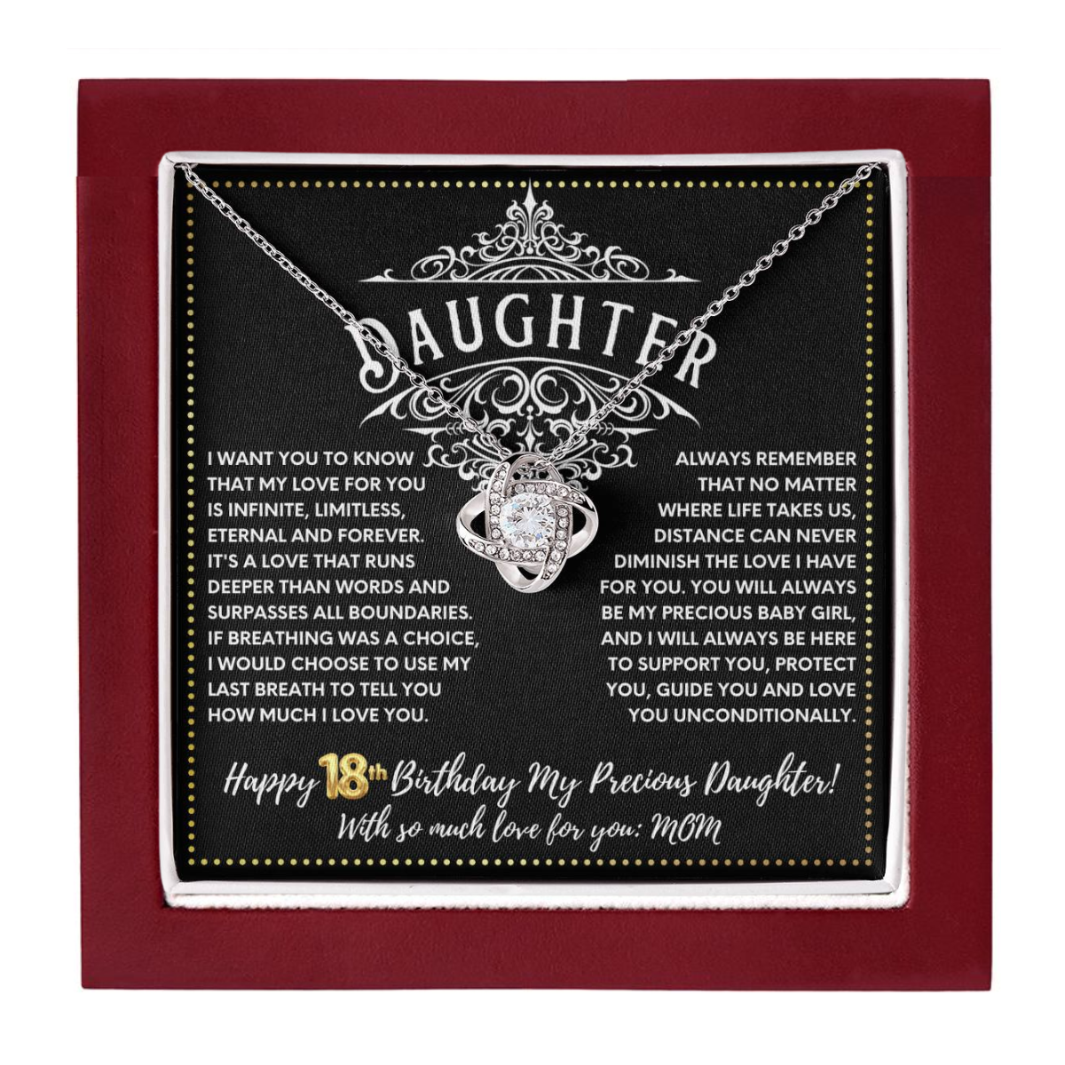 JGF Jewelry Gifts for Family 18 Year Old Girl Birthday Gifts From Mom Love Knot Necklace