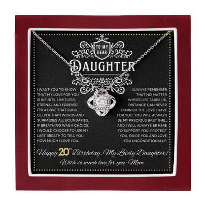 JGF Jewelry Gifts for Family Daughter 20th Birthday From Mom Love Knot Necklace