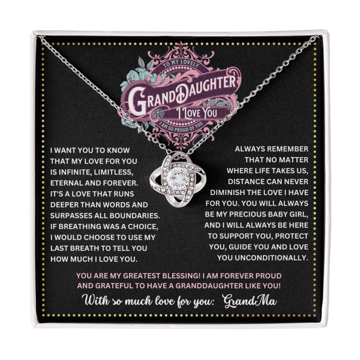 JGF Jewelry Gifts for Family To My Granddaughter Necklace From Grandmother