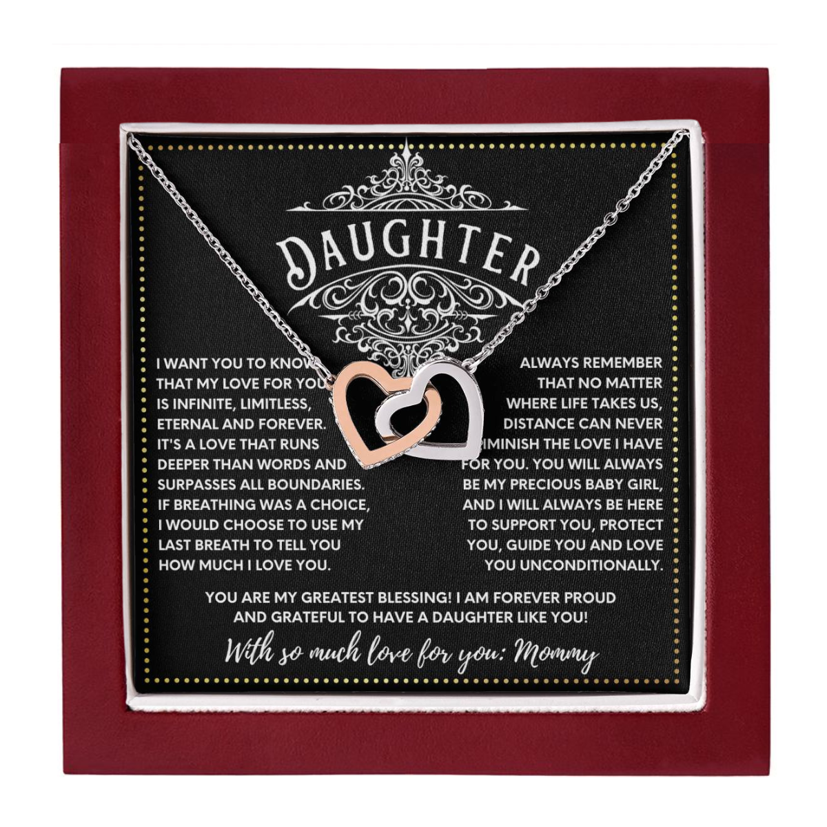 JGF Jewelry Gifts for Family 2 Two Hearts Connected Daughter Gifts From Mom On Wedding Day