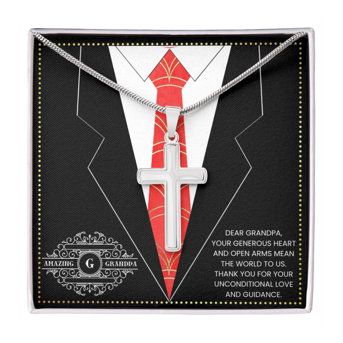 JGF Jewelry Gifts for Family Silver Cross Necklace For Grandpa Gifts For Men