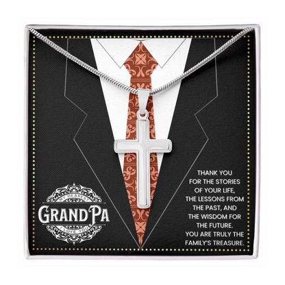 JGF Jewelry Gifts for Family Arabic Grandparents Gifts GrandPa Silver Cross Necklace Dainty