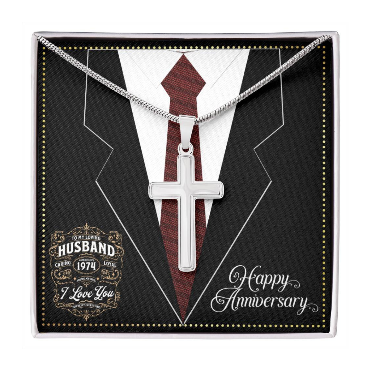 JGF Jewelry Gifts for Family Married Since 1974 Wedding Anniversary Card For Husband