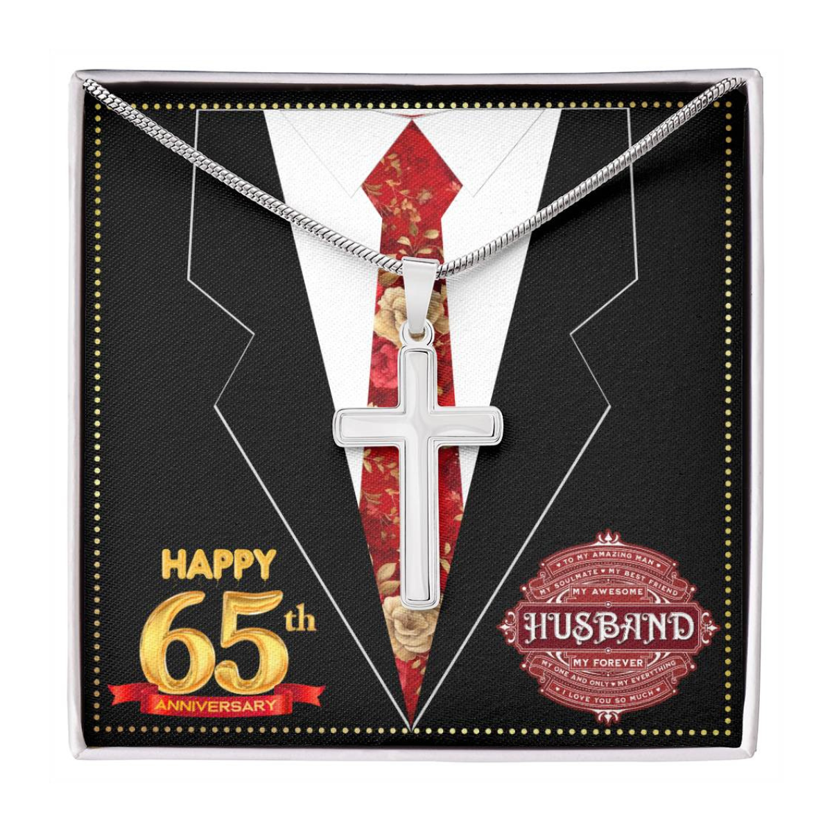 JGF Jewelry Gifts for Family 65th Anniversary Card For Men Him Husband