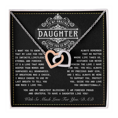 JGF Jewelry Gifts for Family Interlocking Hearts Necklace 18th Birthday Card Daughter From Dad