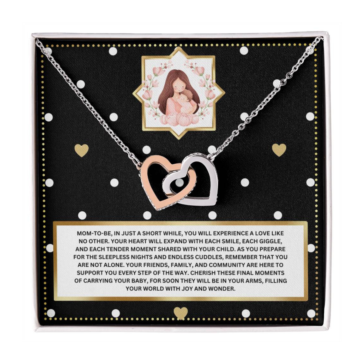 JGF Jewelry Gifts for Family New Mom Gift Basket After Birth Interlocking Heart Necklace