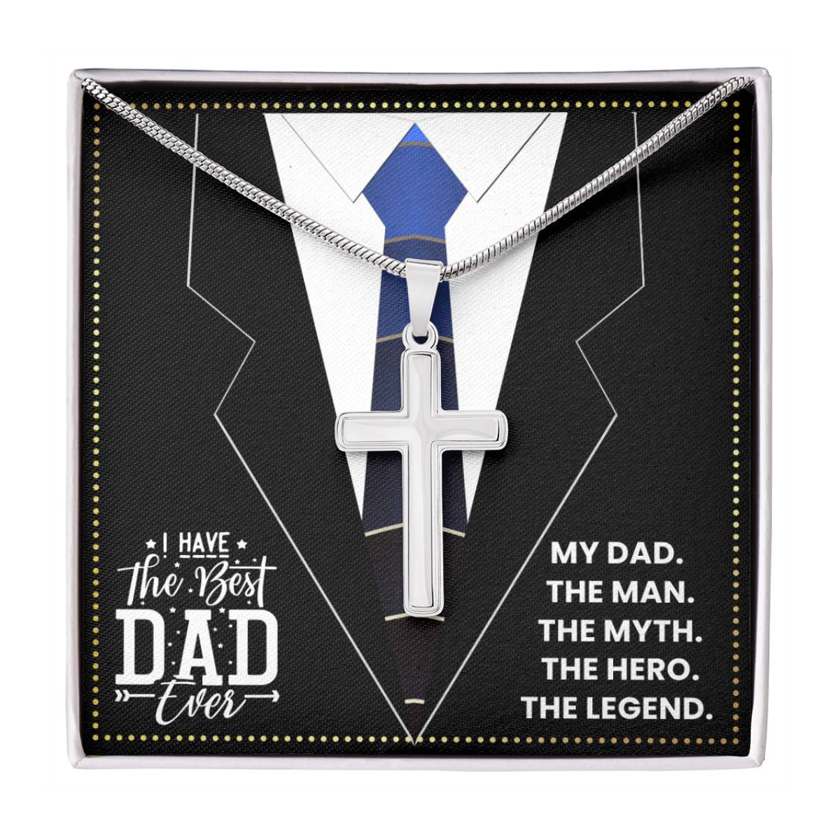 JGF Jewelry Gifts for Family Silver Cross Necklace For Dad From Son And Daughter