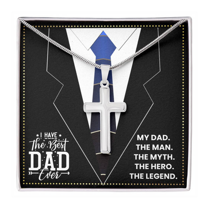 JGF Jewelry Gifts for Family Silver Cross Necklace For Dad From Son And Daughter