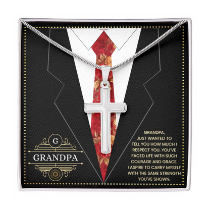 JGF Jewelry Gifts for Family Grandpa Birthday Card From Child Cross Necklace For Grandpa